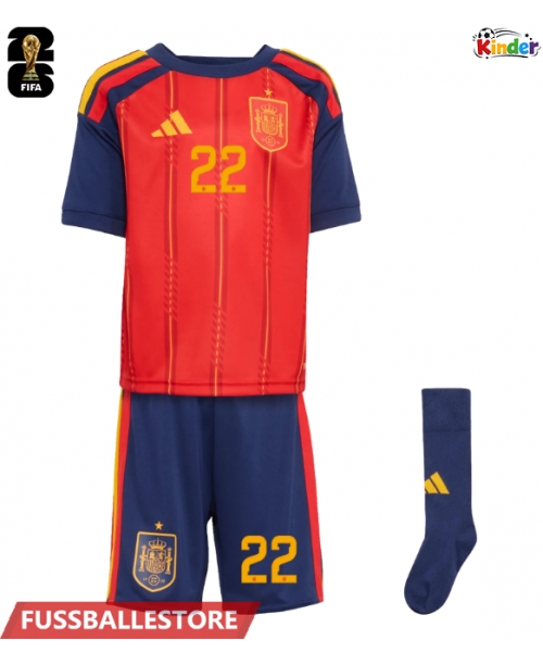 Günstige Spanien Pau Cubarsi #22 Heimtrikotsatz Kinder WM 2026 Kurzarm (+ Kurze Hosen)